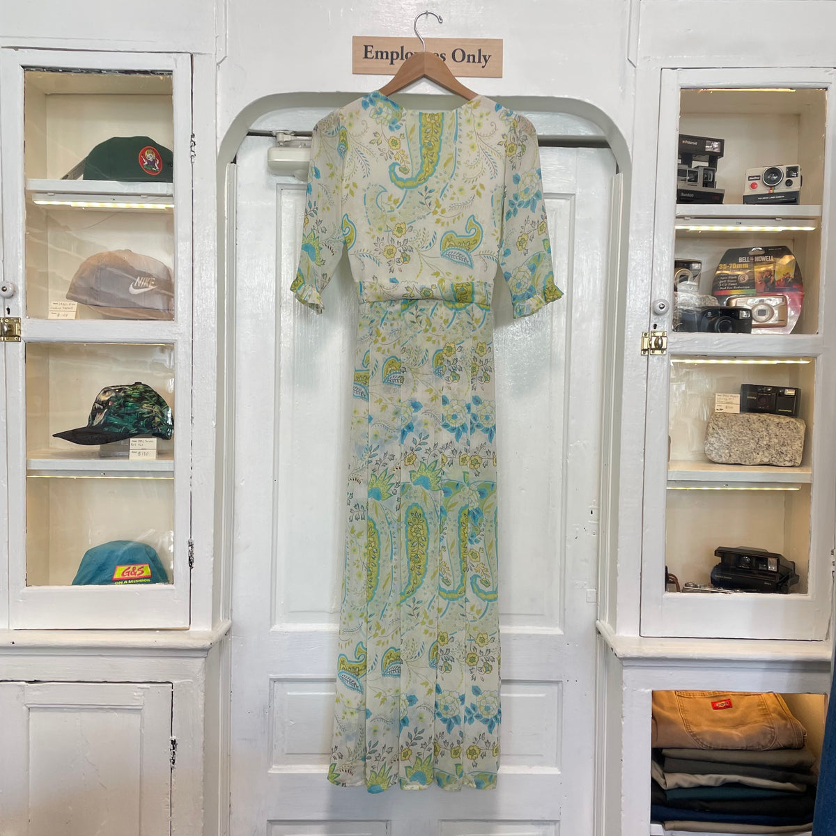 white christmas dresses Vintage 70's Chiffon Floral Maxi Dress