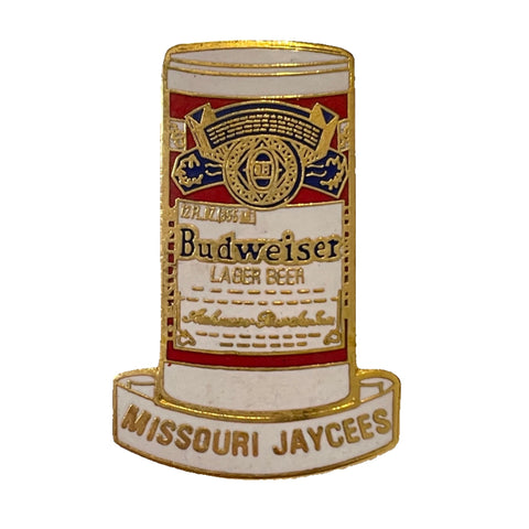 Vintage 80's Missouri Jaycees Budweiser Beer Can Enamel Pin