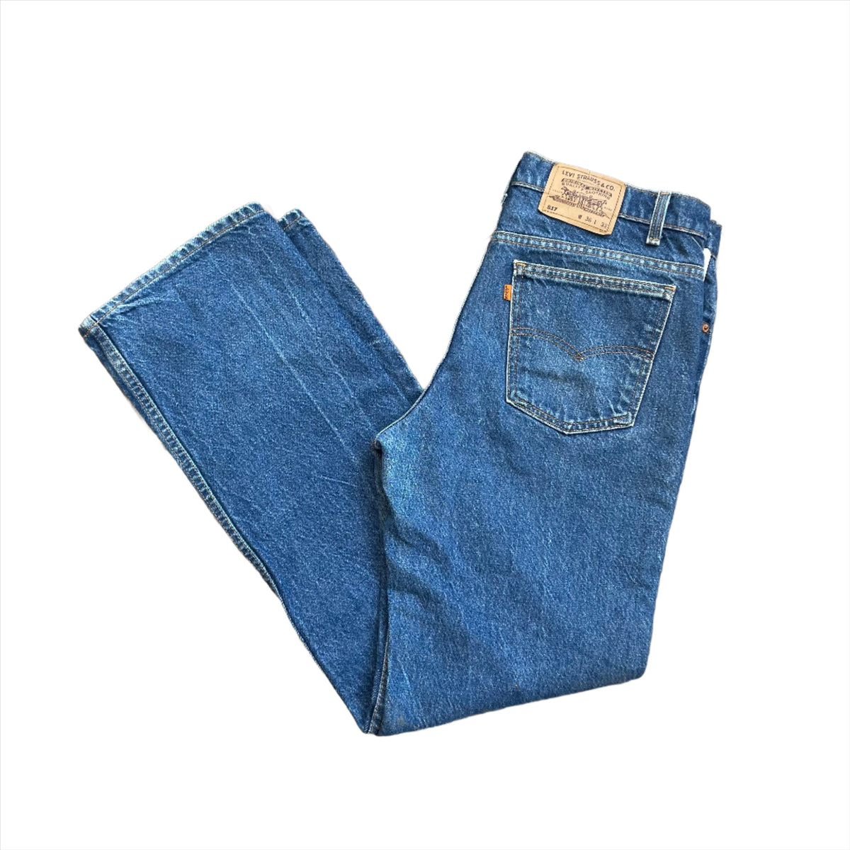Vintage 1993 Levis 517 Dark Wash Orange Tab Boot Cut Jeans