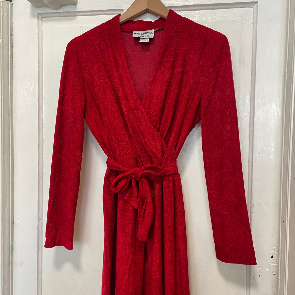 Vintage 70's Melissa Lane Red Terry Cloth Wrap Dress CobbleStore Vintage