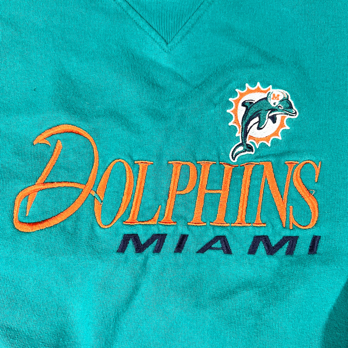 Vintage Y2K Reebok Miami Dolphins Teal Embroidered NFL Sweatshirt 