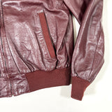 Vintage 80’s Burgundy Faux Leather Bomber Jacket