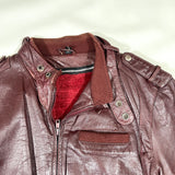 Vintage 80’s Burgundy Faux Leather Bomber Jacket