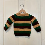 Vintage 80's Youth Hand Knit Striped Wool Sweater