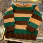 Vintage 80's Youth Hand Knit Striped Wool Sweater