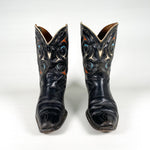 Vintage 50's Acme Black Leather Inlay Western Cowboy Boots
