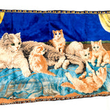 Vintage 70's Cat Family Tapestry Rug