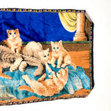 Vintage 70's Cat Family Tapestry Rug