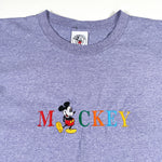 Vintage 90's Mickey Mouse Spellout Embroidery T-Shirt