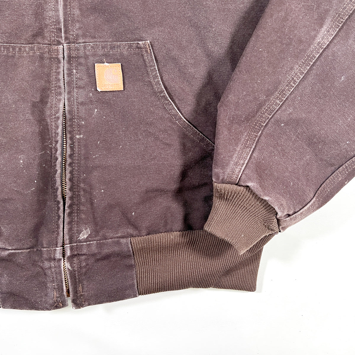 Modern 2009 Carhartt J25 DKB Brown Duck Canvas Hooded Active 