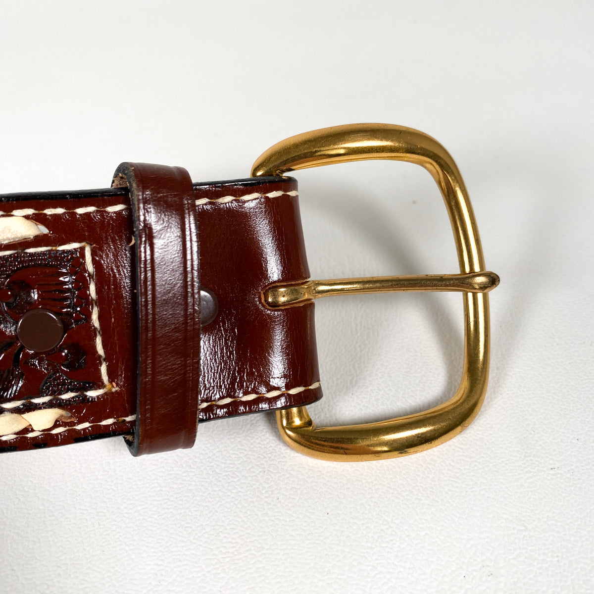 Tony Lama vintage brown women’s size 32 belt gold buckle Vintage Belt Tony Lama | Mercari main image 4