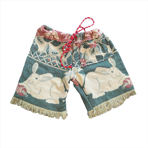 Vintage 90's Fuzzy Force Fields Upcycled Blanket bunny rabbit Shorts