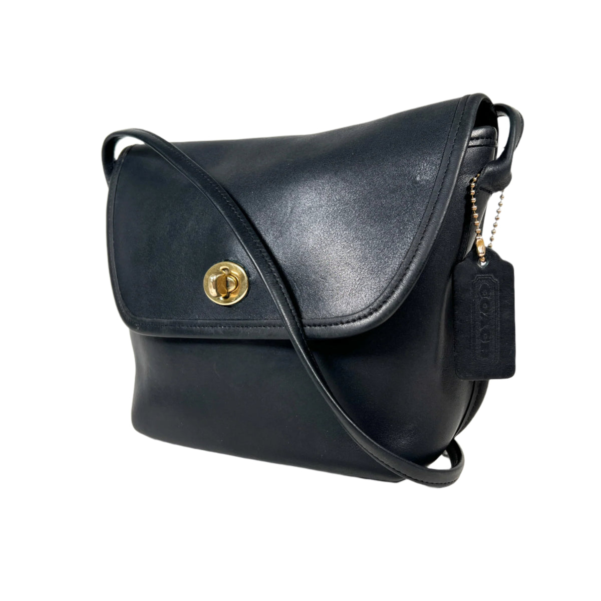 Vintage 70's Coach Quincey 9919 Black Leather Shoulder Bag Purse