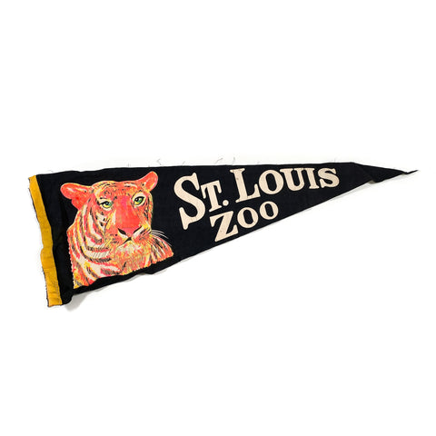 Vintage 80's St. Louis Zoo Tiger Pennant Flag