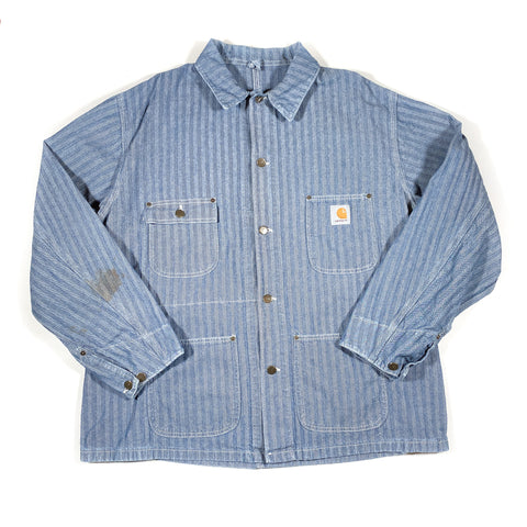 Vintage 90's Carhartt Hickory Stripe Chore Jacket