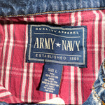 Vintage 90's Army Navy Plaid Lined Denim Jacket