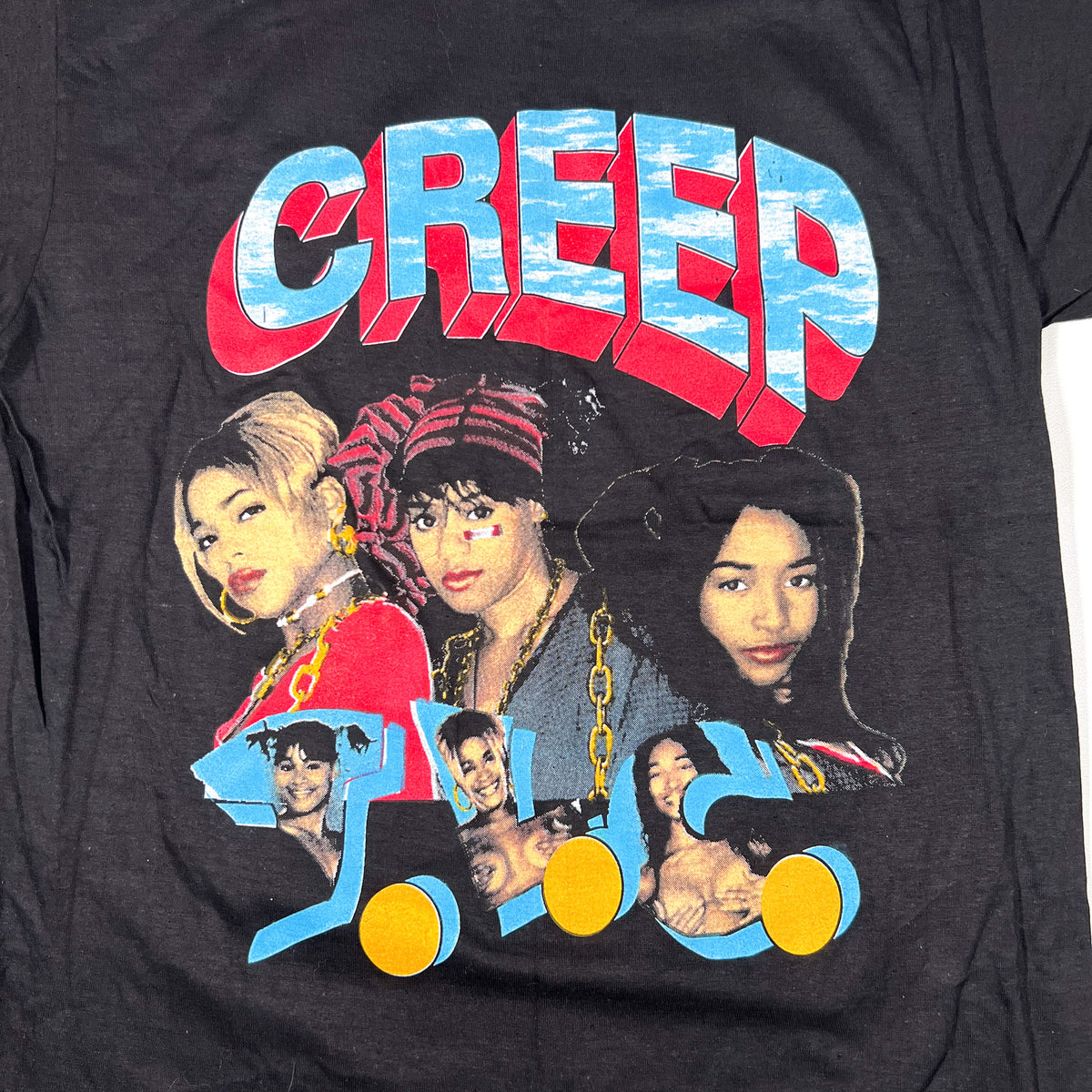 ミュージシャン TLC Creep T-Shirt Vintage 90's TLC “Creep” Bootleg Rap Tee Crazy Sexy Cool Double
