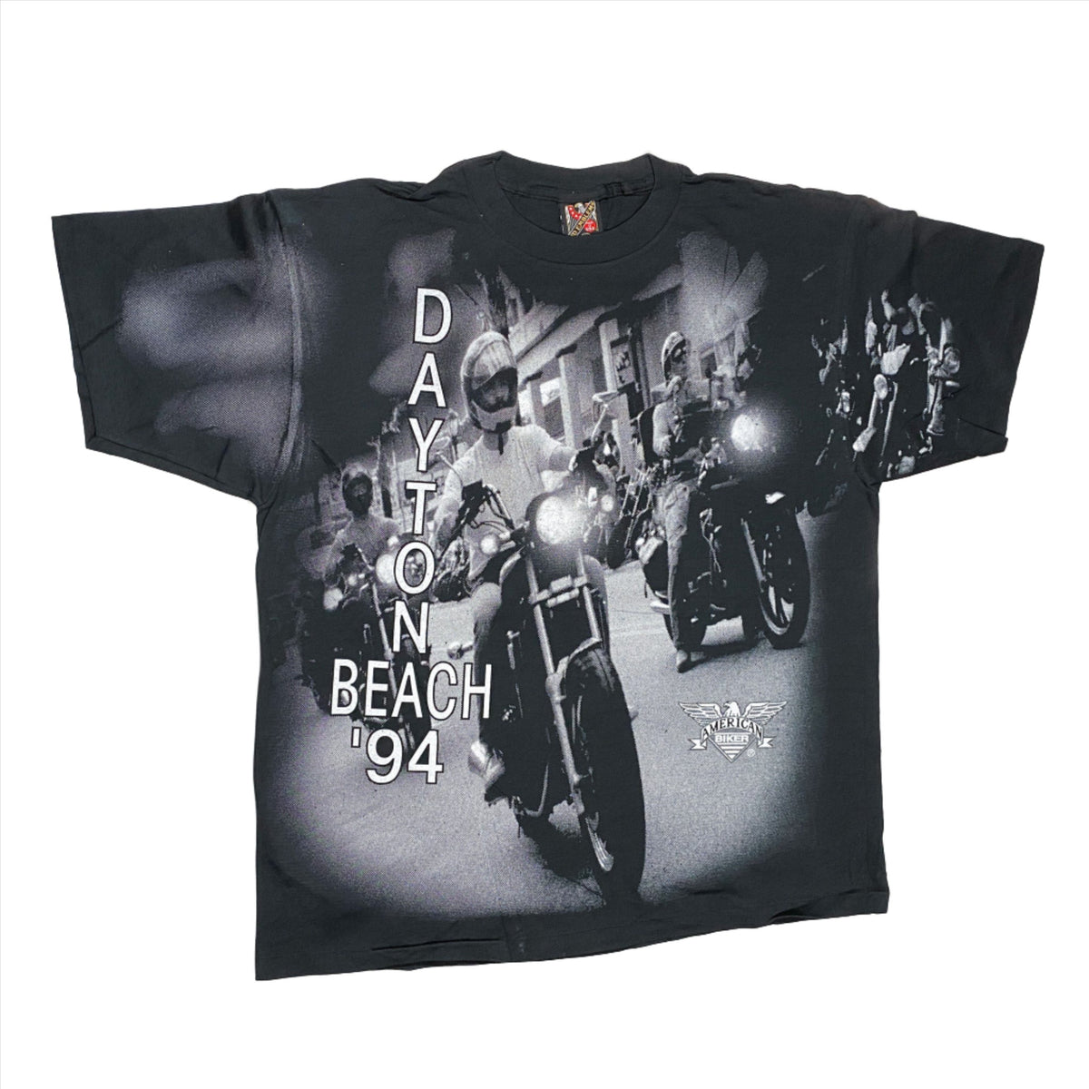1994 Daytona Beach Bike Week Tシャツ Vintage 1994 Daytona Beach Bike Week 3D Emblem AOP T-Shirt