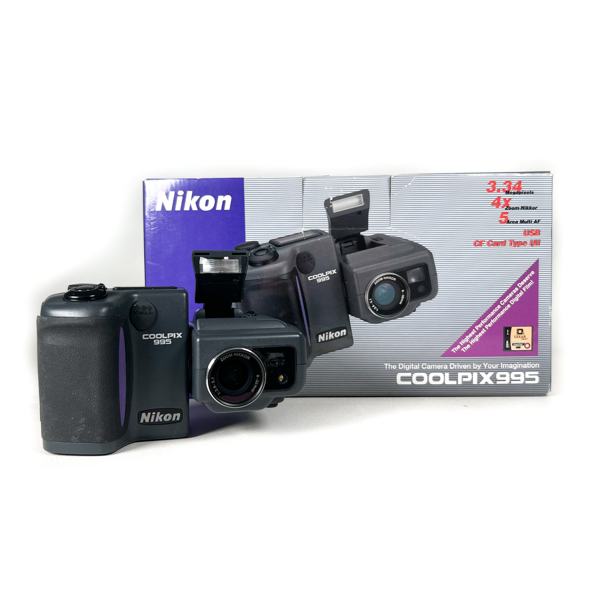 Vintage 2001 Nikon Coolpix 995 Boxed Swivel 3MP Digital Camera