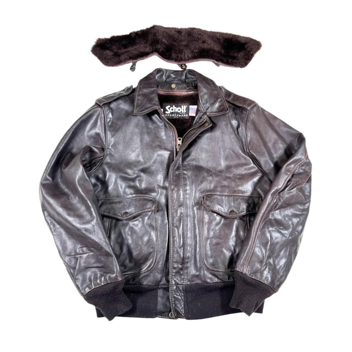 か*ん様 80s 90s schott A-2 ジャケット　ピンナップガール　u Vintage_80_s_Schott_NYC_Brown_