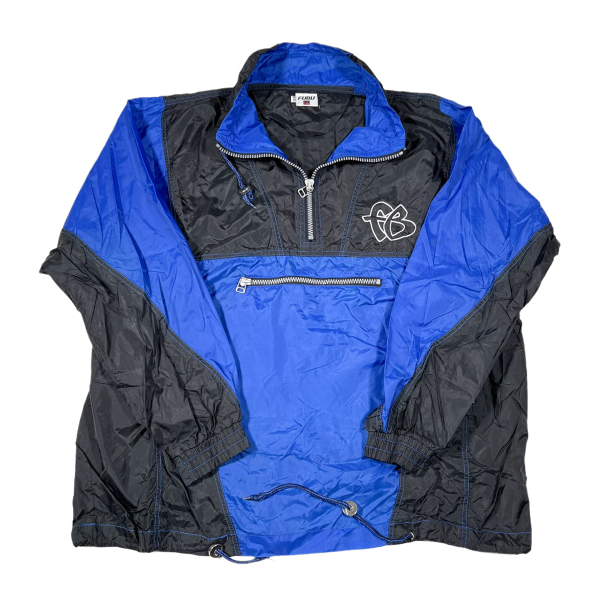 1990's FUBU カモフラ フルジップ フード ジャケット Vintage 90's Fubu Windbreaker Zipper Jacket Blue Large Fubu