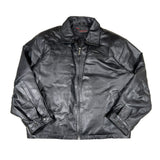 Black leather jacket on a white background