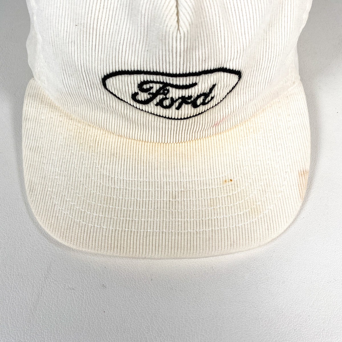 Vintage 90's Ford Trucks White Corduroy Made in USA Snapback Hat