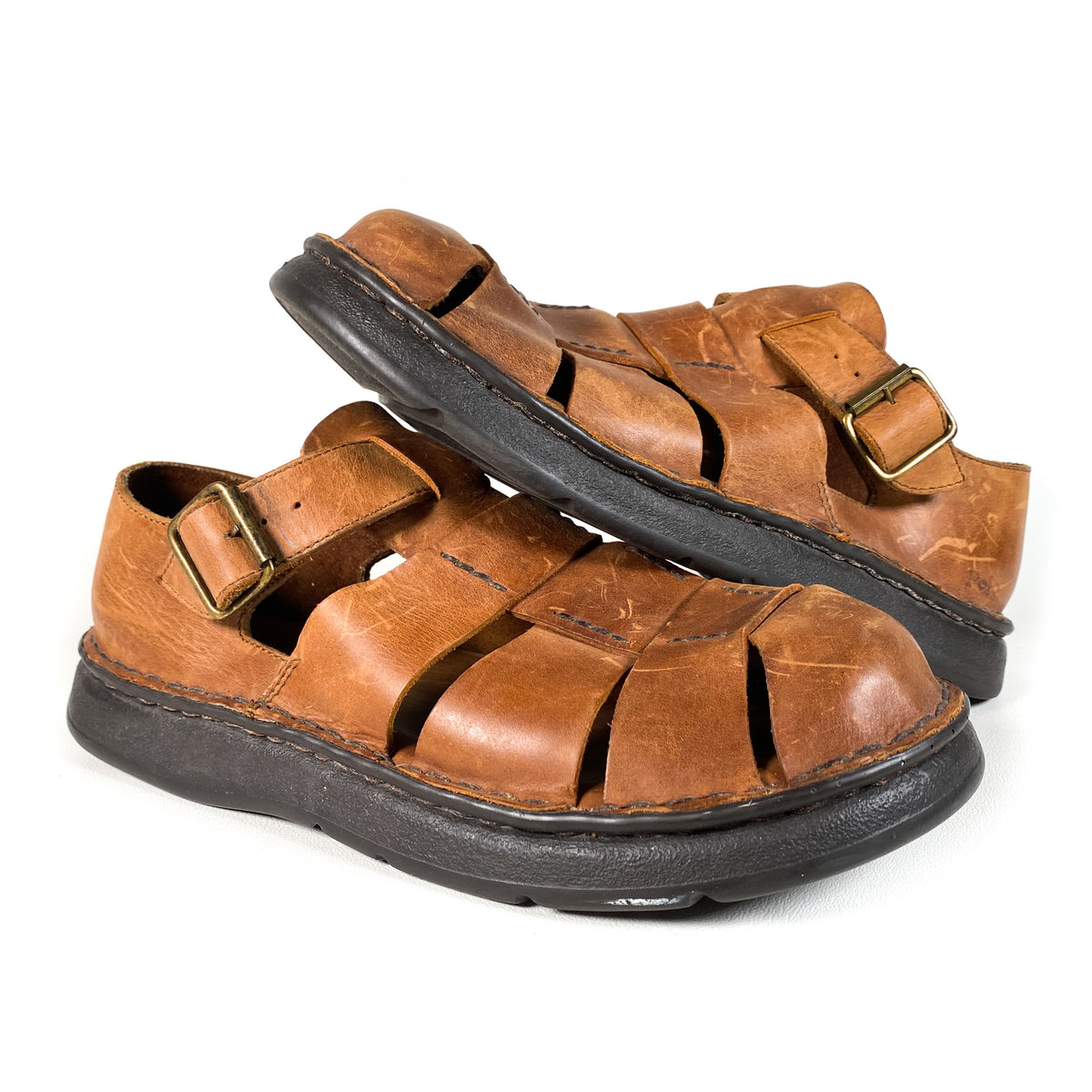 Vintage Polo Sport Ralph Lauren Black Leather Fisherman Basketweave Sandals 10.5 Amazon.com | Lauren Ralph Lauren Women main image 3