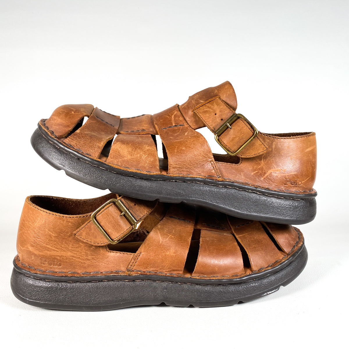 Ralph Lauren sold Vintage Brown Leather Fisherman Sandals Size 8.5 D