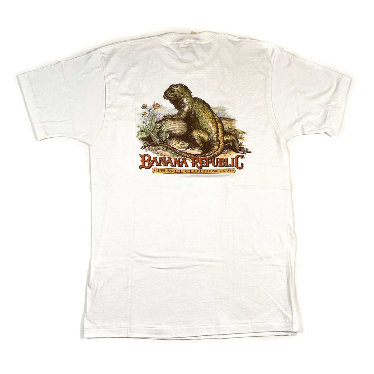 Vintage 90's Banana Republic Iguana Safari Travel White Pocket T