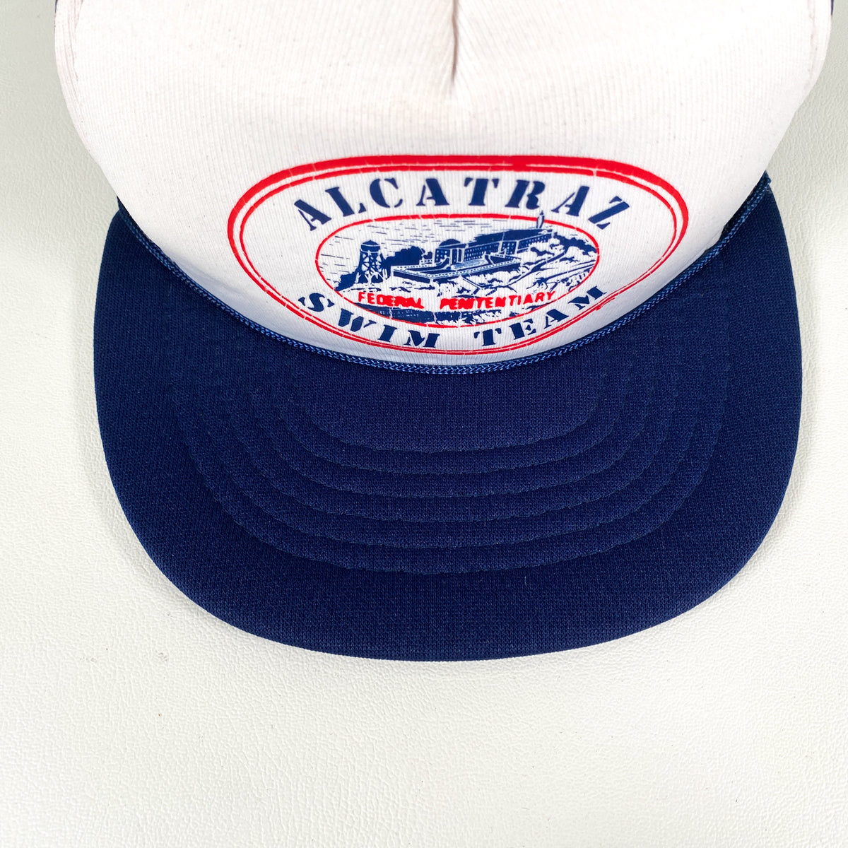 Vintage 80's Alcatraz Swim Team Federal Penitentiary Prison Trucker Ha