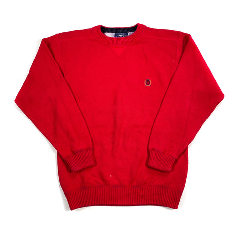 Vintage 90's Tommy Hilfiger Red Thick Knit Crest Heavy Sweater 