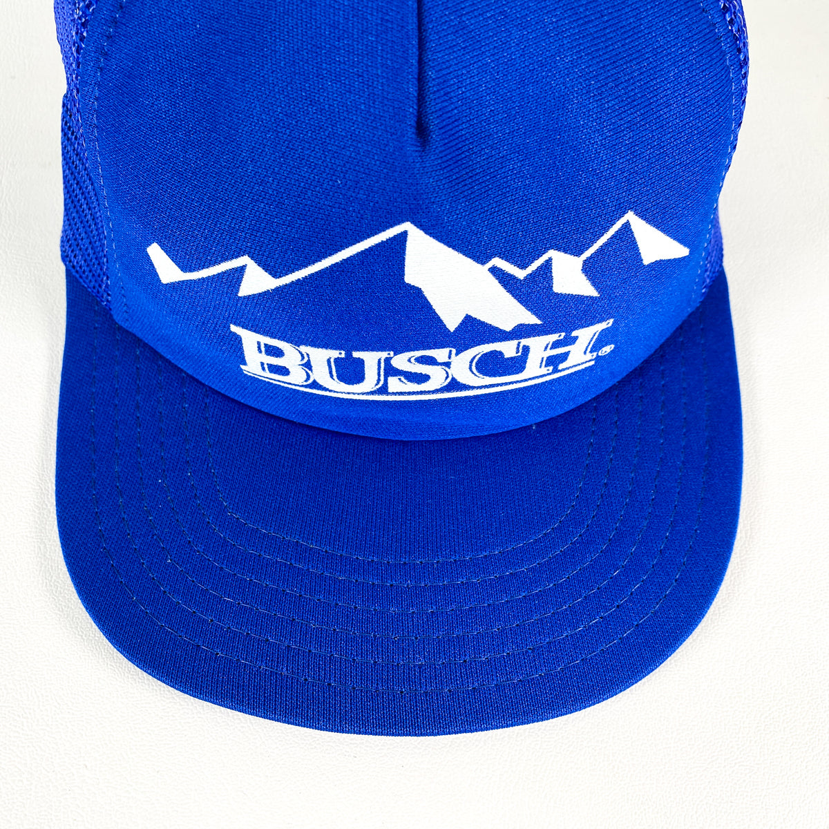 Vintage 90's Busch Beer Mountains Blue Made in USA Snapback Trucker Ha –  CobbleStore Vintage