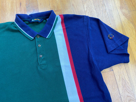 Vintage 90's Ebtek Eddie Bauer Colorblock Vertical Stripe Polo Rugby Shirt
