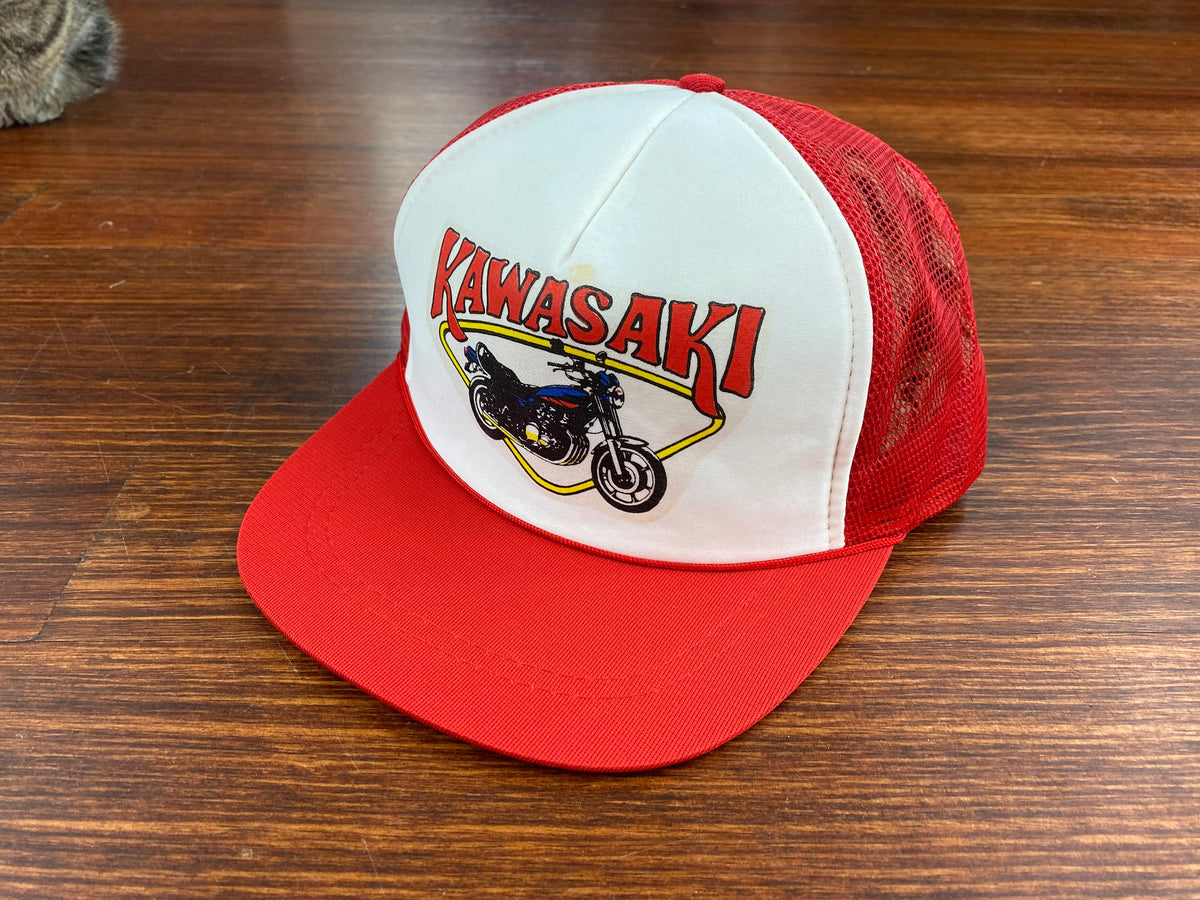 Vintage Trucker Mesh Kawasaki Motorcycles Baseball Mesh Cap Old School
