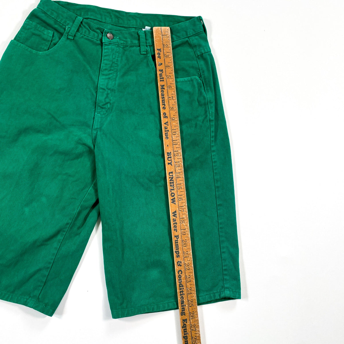 CobbleStore Vintage Jorts Shorts Vintage Zero 90\'s Long Green Code Denim –