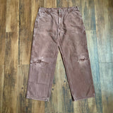 Vintage 2005 Carhartt B11 Distressed Brown Carpenter Pants