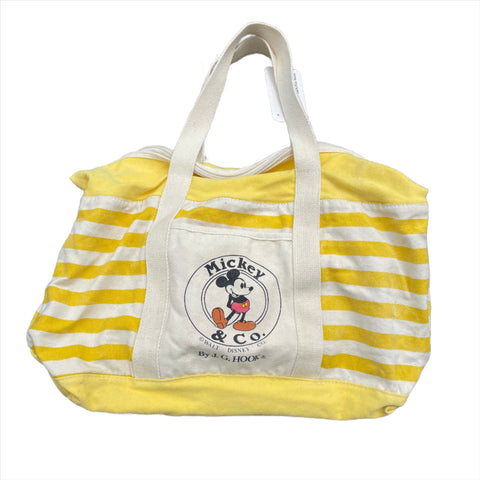 Vintage 90's Mickey Mouse Yellow Stripe Canvas Zip Bag