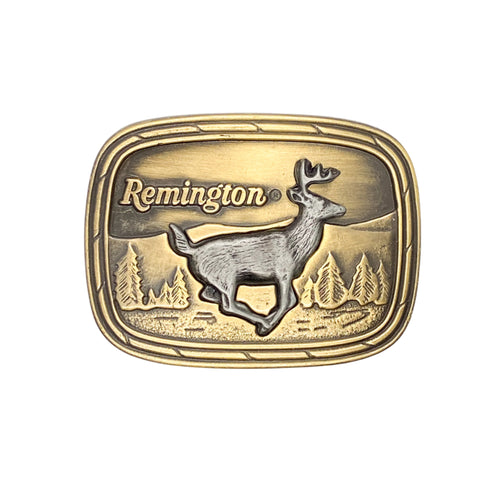 Vintage 1979 Remington Running Deer Brass Belt Buckle