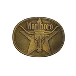 Vintage 1987 Marlboro Longhorn Star Brass Belt Buckle