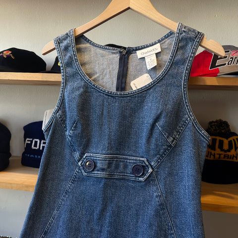 chadwicks denim dress Chadwick's Dress Womens 14 Blue Denim Sleeveless Casual Office Shift Knee Lenght