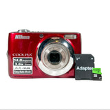2011 Nikon COOLPIX L24 Red 14MP 3.6x Zoom Digital Camera w/ 8GB Card