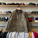 Vintage 90's Carhartt Flannel Lined Brown Workwear Chore Jacket
