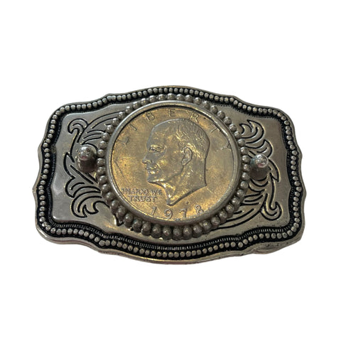 Vintage 1978 Eisenhower Liberty Dollar Coin Belt Buckle