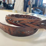 Vintage 80's Braided Brown Leather Belt