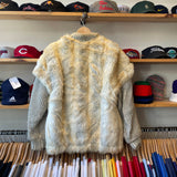 Vintage 80's Jordache Faux Fur Zip Cardigan Sweater