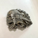 Vintage Flaming Skull Guitar Belt Buckle