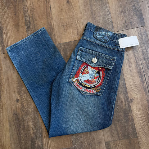 Vintage Y2K Ed Hardy Embroidered Jeans