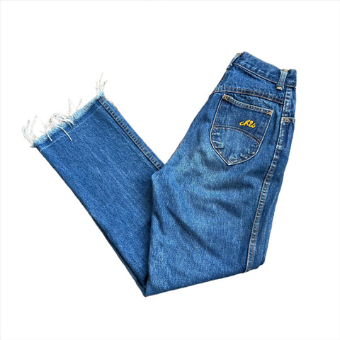Vintage 80's Chic Women's Raw Hem Blue Jeans