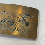 Vintage 80's Hunting Dog Brass Belt Buckle